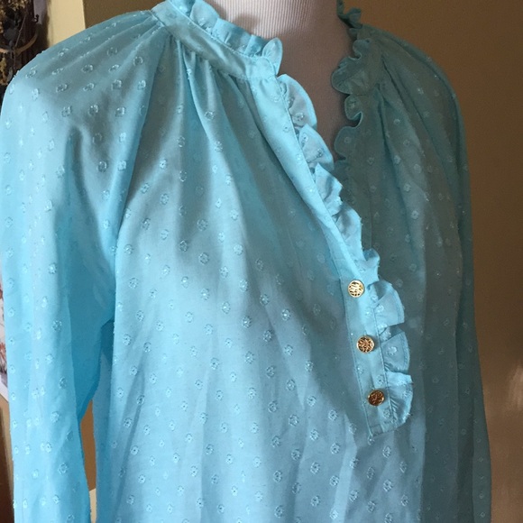 Lily Pulitzer size Small Tunic Round/Dot Ruffles Florida Preppy Vibes Beach Fun - Picture 2 of 8